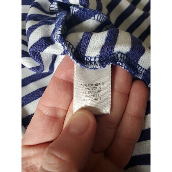 Christopher & Banks Cardigan Women's XL Knit‎ Blue & White Striped Nautical EUC - Picture 7 of 8